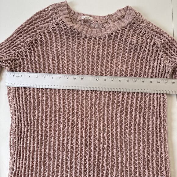 Silence + Noise Open Knit Sweater Pink Cotton Blend Soft Grunge Boho Chic Size M - Picture 7 of 8